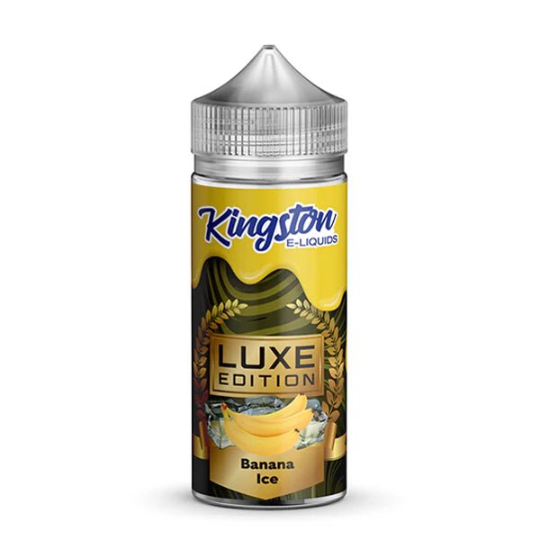 Kingston Luxe Edition E-Liquid banana ice 100ml shortfill bottle on a white background - UK vape sales