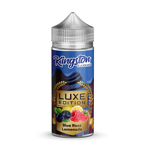 Kingston Luxe Edition E-Liquid blue razz lemonade 100ml shortfill bottle on a white background - UK vape sales