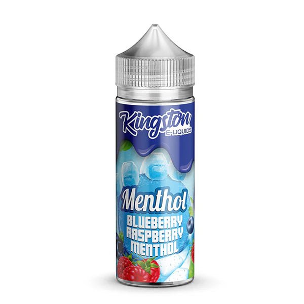 Kingston Menthol E-Liquid blueberry raspberry menthol 100ml shortfill bottle on a white background - uk vape sales