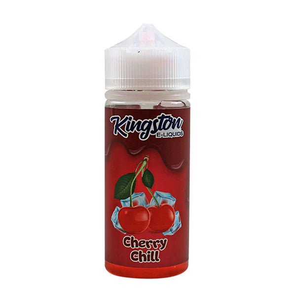 Kingston Chill E-Liquid cherry chill 100ml shortfill bottle on a white background - uk vape sales