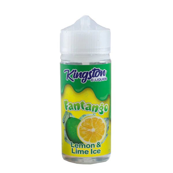 Kingston Fantango Ice E-Liquid lemon & lime ice 100ml shortfill bottle on a white background - UK vape sales