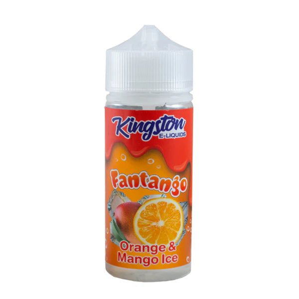 Kingston Fantango Ice E-Liquid orange & mango ice 100ml shortfill bottle on a white background - UK vape sales
