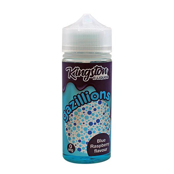 Kingston Gazillions E-Liquid blue raspberry 100ml shortfill bottle on a white background - uk vape sales