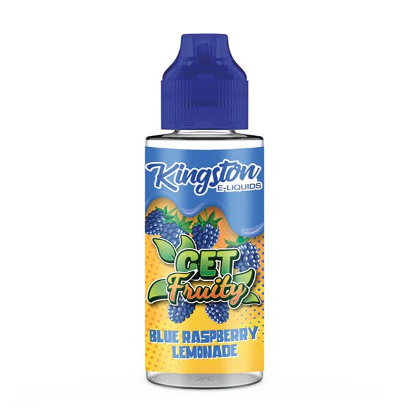 Kingston Get Fruity E-Liquid blue raspberry lemonade 100ml shortfill bottle on a white background - UK vape sales