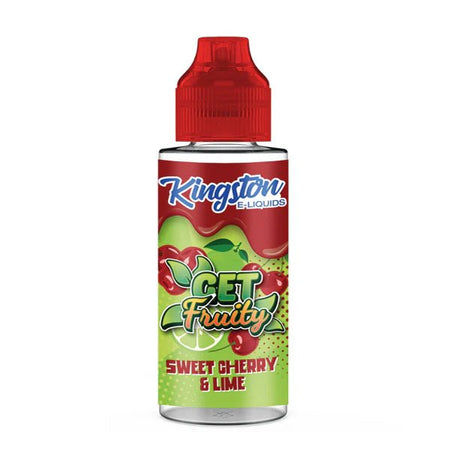 Kingston Get Fruity E-Liquid sweet cherry & lime 100ml shortfill bottle on a white background - UK vape sales