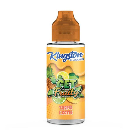 Kingston Get Fruity E-Liquid tropic exotic 100ml shortfill bottle on a white background - UK vape sales