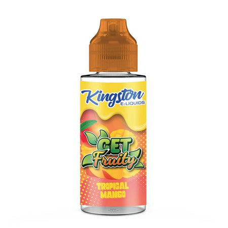 Kingston Get Fruity E-Liquid tropical mango 100ml shortfill bottle on a white background - UK vape sales