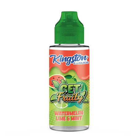 Kingston Get Fruity E-Liquid watermelon lime & mint 100ml shortfill bottle on a white background - UK vape sales
