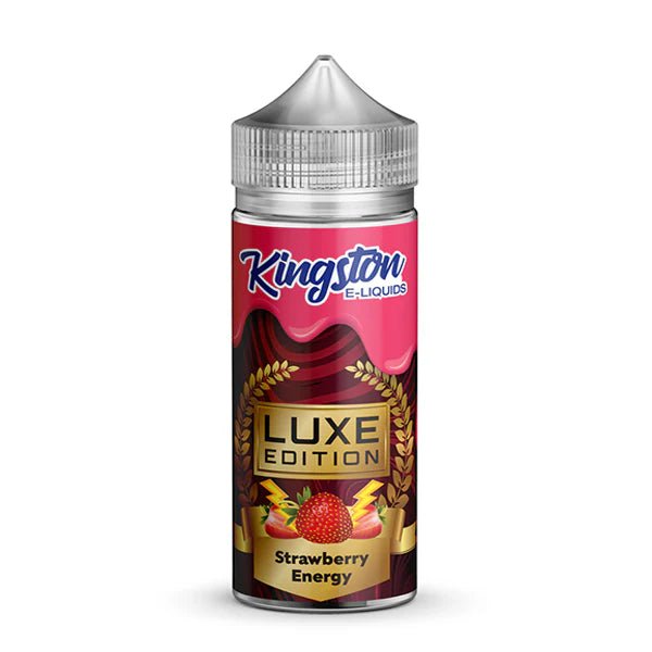 Kingston Luxe Edition E-Liquid strawberry energy 100ml shortfill bottle on a white background - UK vape sales