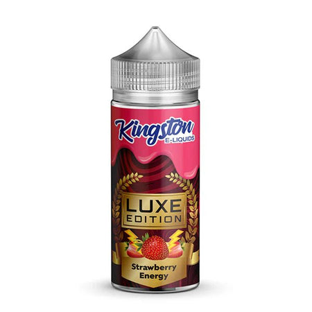 Kingston Luxe Edition E-Liquid strawberry energy 100ml shortfill bottle on a white background - UK vape sales