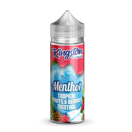 Kingston Menthol E-Liquid tropical fruits & berries menthol 100ml shortfill bottle on a white background - uk vape sales