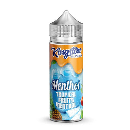 Kingston Menthol E-Liquid tropical fruits menthol 100ml shortfill bottle on a white background - uk vape sales