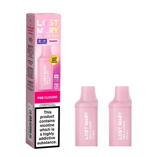 Lost Mary BM600 Prefilled Pods p&b cloudd pods with packaging on a white background - uk vape sales