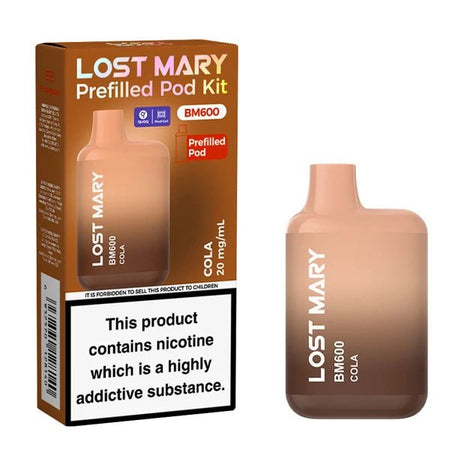 Lost Mary BM600 vape kit cola device and packaging on a white background - uk vape sales