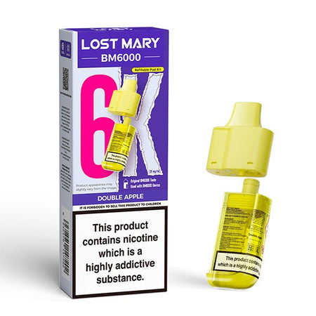 Lost Mary BM6000 Refill Pods double apple with packaging on a white background - uk vape sales