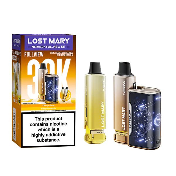 Lost Mary Nera 30K vape kit fizzy edition device and packaging on a white background - uk vape sales