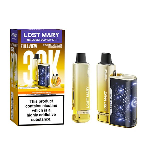 Lost Mary Nera 30K vape kit pineapple edition device and packaging on a white background - uk vape sales