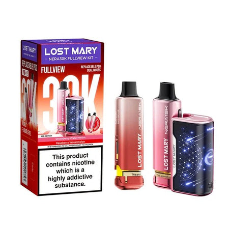 Lost Mary Nera 30K vape kit red edition device and packaging on a white background - uk vape sales