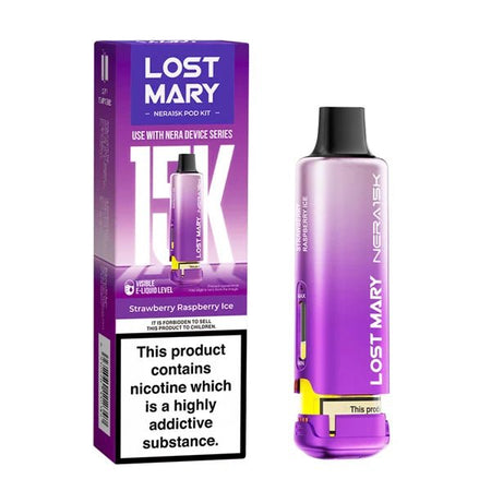 Lost Mary Nera 15K Refill Pods strawberry raspberry ice pod with packaging on a white background - uk vape sales