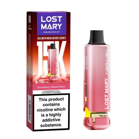 Lost Mary Nera 15K Refill Pods strawberry watermelon pod with packaging on a white background - uk vape sales