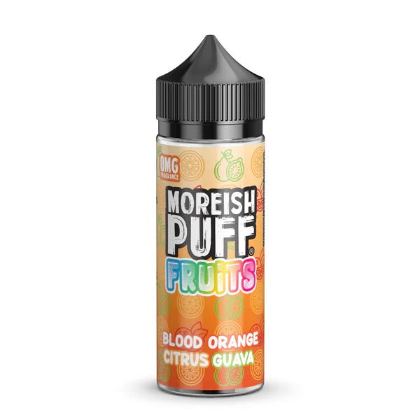 Moreish Puff Fruits E-Liquid blood orange citrus guava fruits 100ml e-liquid on a white background - uk vape sales