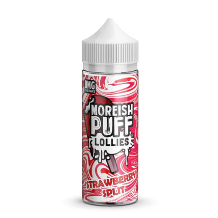 Moreish Puff Lollies E-Liquid strawberry split lollies 100ml e-liquid on a white background - uk vape sales