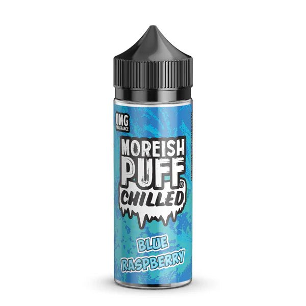 Moreish Puff Chilled E-Liquid blue raspberry 100ml shortfill bottle on a white background - UK vape sales