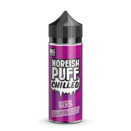 Moreish Puff Chilled E-Liquid pink raspberry 100ml shortfill bottle on a white background - UK vape sales