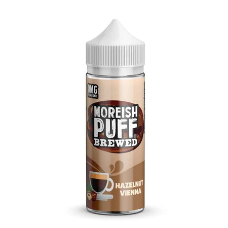 Moreish Puff Brewed E-Liquid hazelnut vienna 100ml shortfill bottle on a white background - uk vape sales