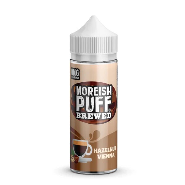 Moreish Puff Brewed E-Liquid hazelnut vienna 100ml shortfill bottle on a white background - uk vape sales