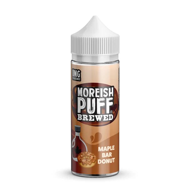 Moreish Puff Brewed E-Liquid maple bar donut 100ml shortfill bottle on a white background - uk vape sales