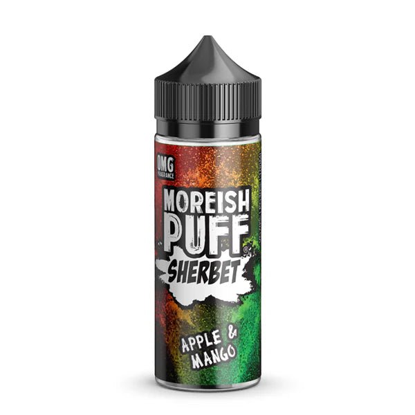 Moreish Puff Sherbets E-Liquid apple & mango sherbet 100ml shortfill on a white background - uk vape sales