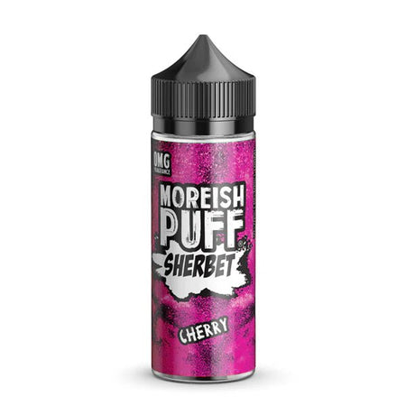 Moreish Puff Sherbets E-Liquid cherry sherbet 100ml shortfill on a white background - uk vape sales