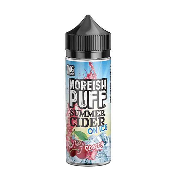 Moreish Puff Summer Cider On Ice E-Liquid cherry 100ml shortfill on a white background - UK vape sales