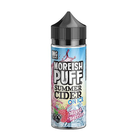 Moreish Puff Summer Cider On Ice E-Liquid mixed berries 100ml shortfill on a white background - UK vape sales