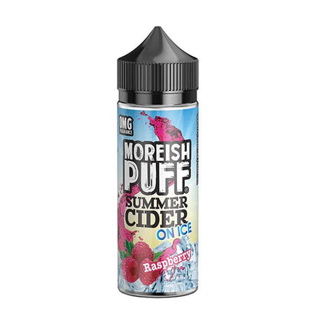 Moreish Puff Summer Cider On Ice E-Liquid raspberry 100ml shortfill on a white background - UK vape sales