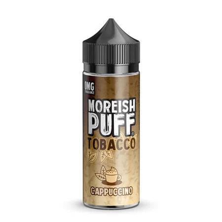 Moreish Puff Tobacco E-Liquid cappuccino 100ml e-liquid bottle on a white background - uk vape sales