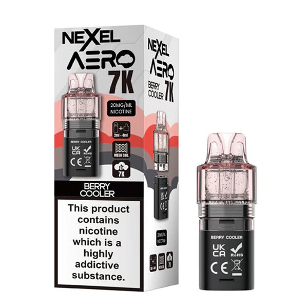Nexel Aero 7K refill pods berry cooler with packaging on a white background - uk vape sales