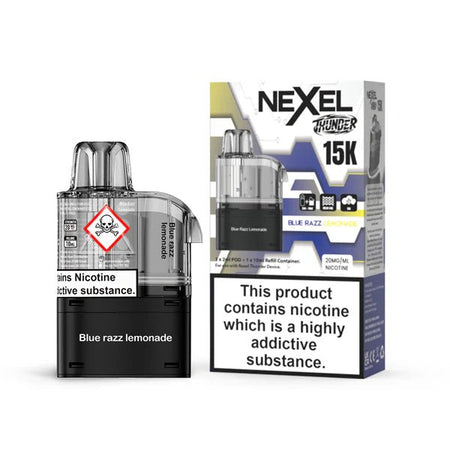 Nexel Thunder 15K Refill Pods blue razz lemonade with packaging on a white background - uk vape sales