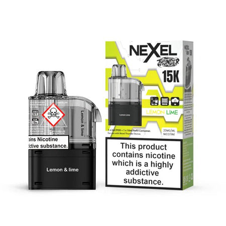 Nexel Thunder 15K Refill Pods lemon lime with packaging on a white background - uk vape sales