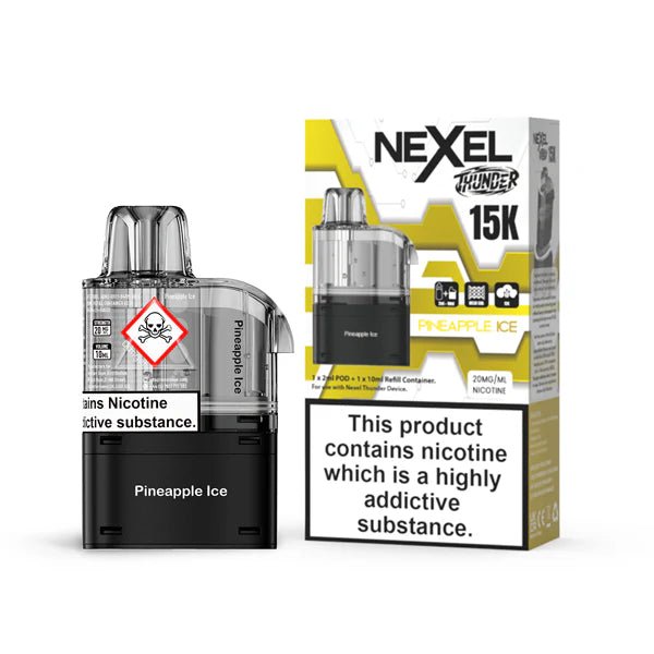 Nexel Thunder 15K Refill Pods pineapple ice with packaging on a white background - uk vape sales