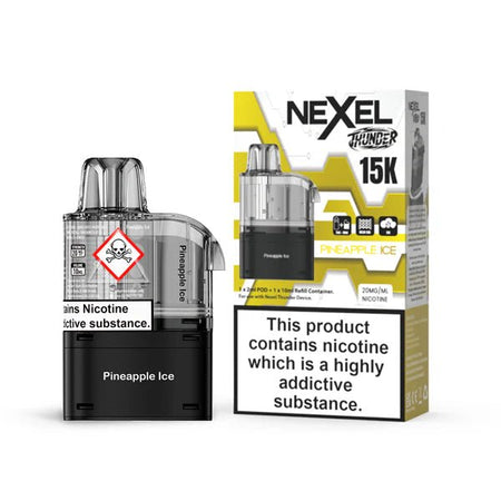 Nexel Thunder 15K Refill Pods pineapple ice with packaging on a white background - uk vape sales