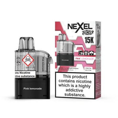Nexel Thunder 15K Refill Pods pink lemonade with packaging on a white background - uk vape sales