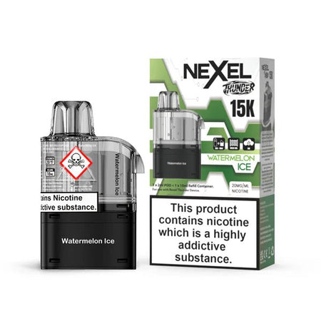 Nexel Thunder 15K Refill Pods watermelon ice with packaging on a white background - uk vape sales