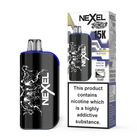 Nexel Thunder 15K vape kit blue razz lemonade device and packaging on a white background - uk vape sales