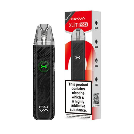 OXVA Xlim Go 2 Vape Kit black shadow pod kit with packaging on white background - UK Vape Sales
