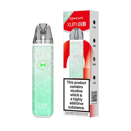 OXVA Xlim Go 2 Vape Kit green ripple pod kit with packaging on white background - UK Vape Sales