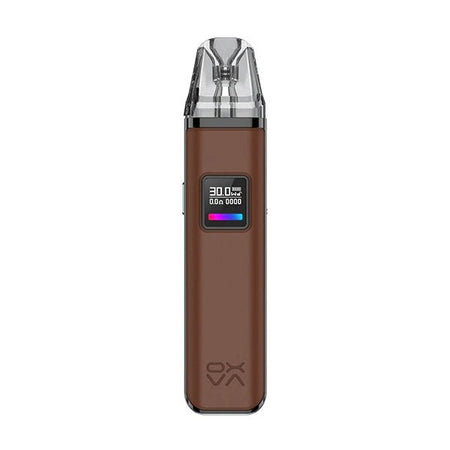 OXVA Xlim Pro Vape Kit brown leather pod kit on white background - UK Vape Sales