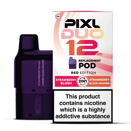 PIXL Duo 12 Refill Pods red edition with packaging on a white background - uk vape sales