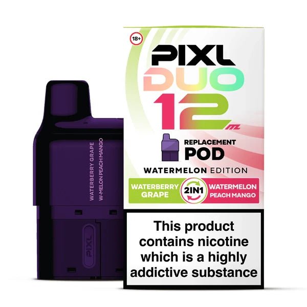 PIXL Duo 12 Refill Pods watermelon edition with packaging on a white background - uk vape sales